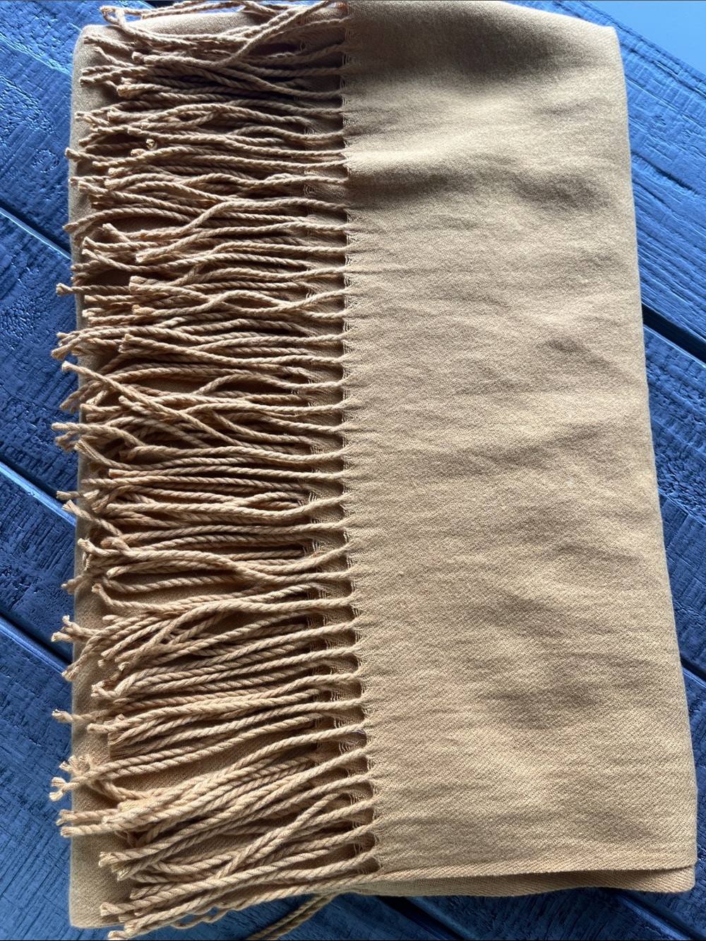 Classic dark mustard color Fringe soft /scarf - wrap - 70” long x27” wide
